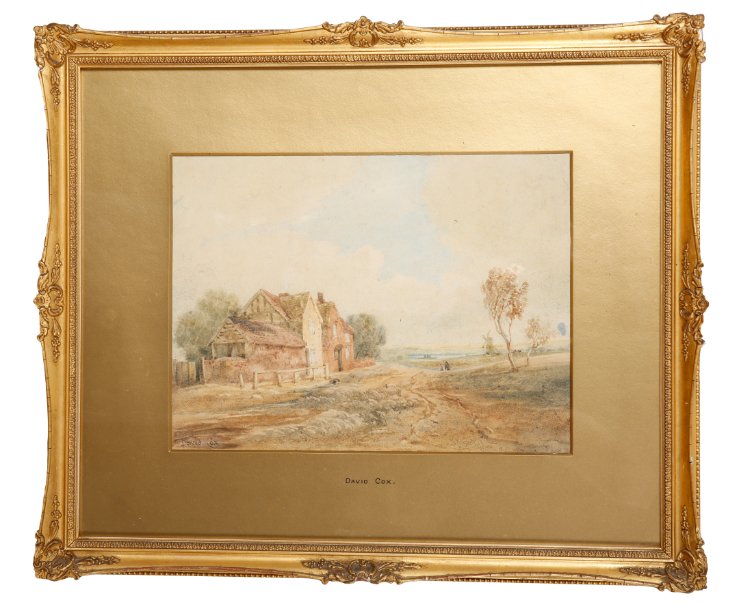 ASCRIBED TO DAVID COX (1783-1859) Country road with figures passing cottages - Image 2 of 8