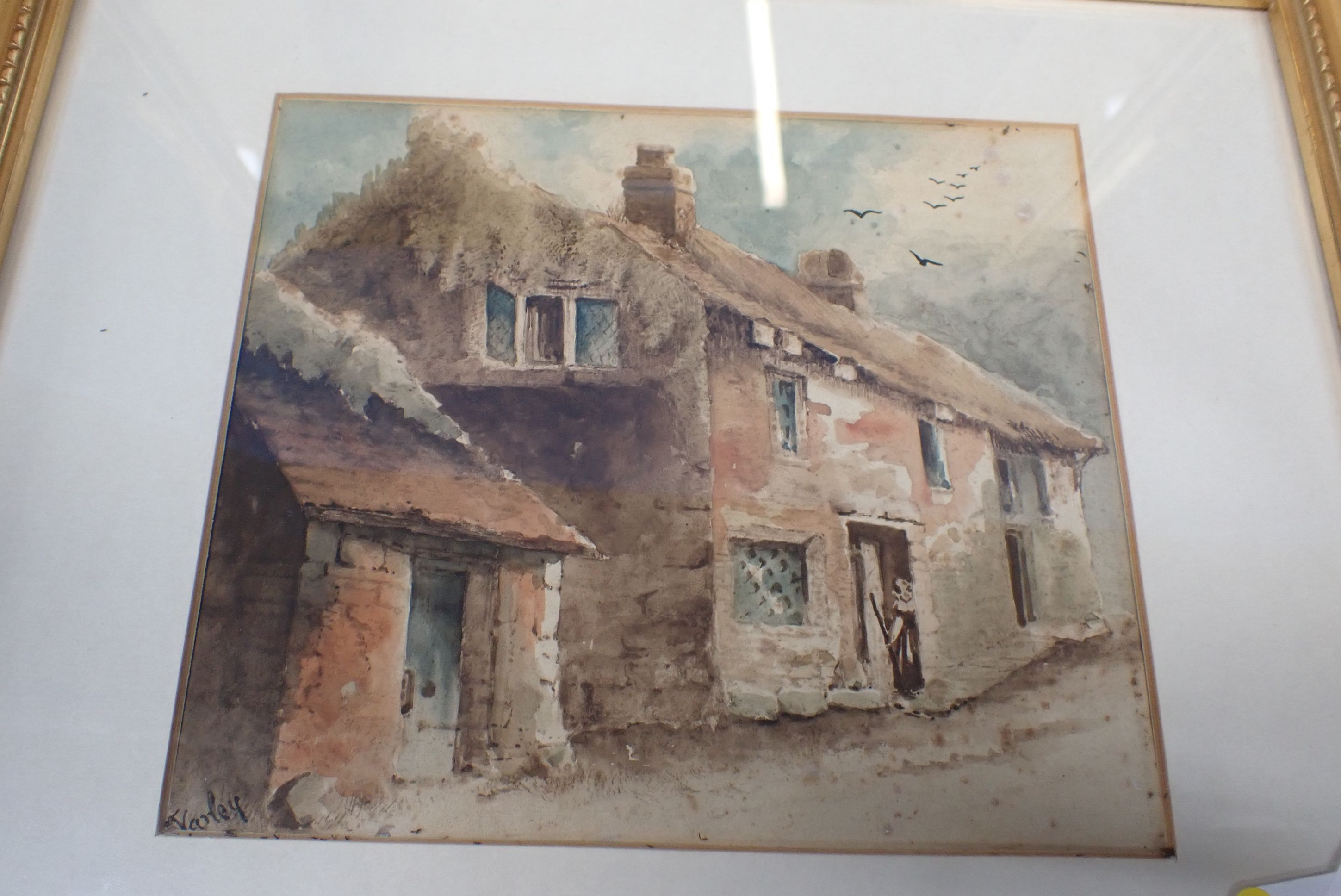 ASCRIBED TO DAVID COX (1783-1859) Country road with figures passing cottages - Image 4 of 8
