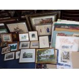 A COLLECTION OF PRINTS, ENGRAVINGS, WATERCOLOURS AND PAINTINGS
