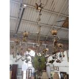 A PRESSED TIN FLORAL CHANDELIER