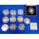 SEVEN ROYAL YEAR GILBRALTAR Â£5 SILVER PROOF COINS