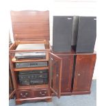 A HI-FI SYSTEM, IN MAHOGANY CABINET