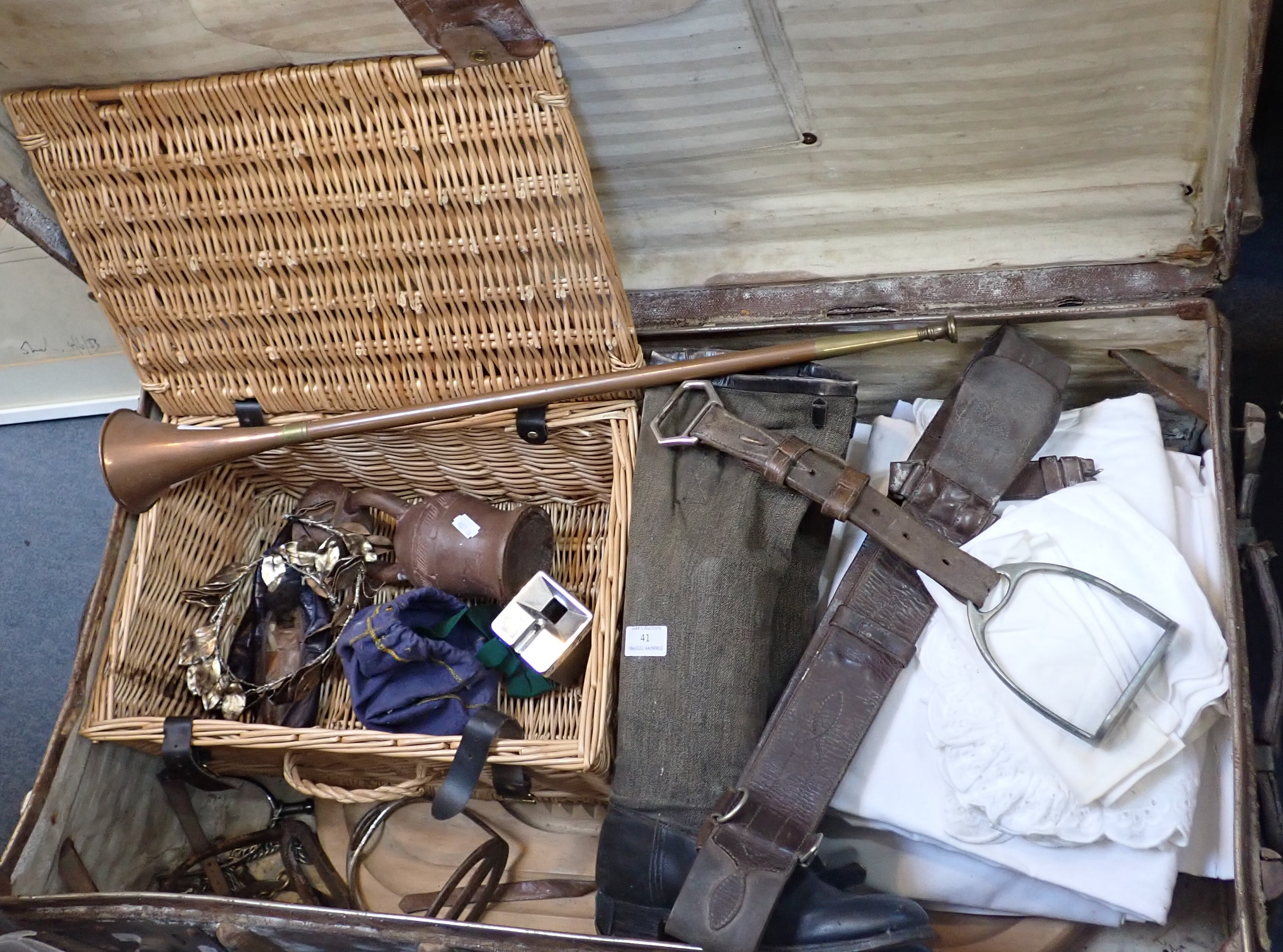 AN OLD TRAVELLING TRUNK