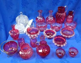 A COLLECTION OF VICTORIAN CRANBERRY GLASSWARE