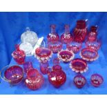 A COLLECTION OF VICTORIAN CRANBERRY GLASSWARE