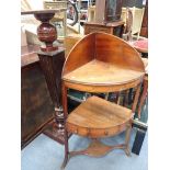 A GEORGE III MAHOGANY CORNER WASHSTAND