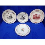 THREE 18th CENTURY CREAMWARE PLATES WITH PRINTED DECORATION