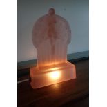 AN ART DECO PINK GLASS FIGURAL LAMP