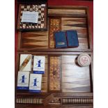 A PARQUETRY BACKGAMMON SET, A 'YANKEES' BASEBALLl