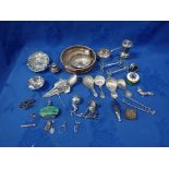 A COLLECTION OF SMALL WHITE METAL AND SILVER PLATED ITEMS