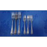 THREE GEORGE III SILVER OLD ENGLISH PATTERN DINNER AND TABLE FORKS