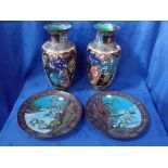 A LARGE PAIR OF JAPANESE MEIJI CLOISONNE VASES