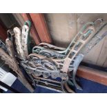 FIVE PAIRS OF IRON GARDEN BENCH ENDS