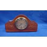 AN EDWARDIAN INLAID MAHOGANY MANTEL CLOCK