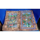 TWO SOUTH AMERICAN PAINTINGS ON COARSE BARK PAPER