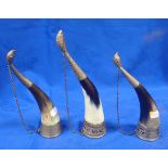 TWO NIELLO STYLE DRINKING HORNS