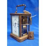 A FRENCH BRASS CARRIAGE CLOCK WITH REPEAT AND ALARM