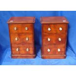 A PAIR OF VICTORIAN APPRENTICE MAHOGANY MINIATURE CHEST OF DRAWERS