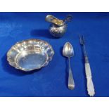 A MOTHER OF PEARL HANDLED SILVER PICKLE FORK