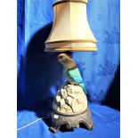 A CERAMIC PARROT TABLE LAMP