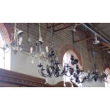 COLLECTION OF MODERN METAL-FRAMED CHANDELIERS (6)