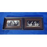 A PAIR OF 19TH CENTURY BONE AND EBONY MARQUETRY PANELS