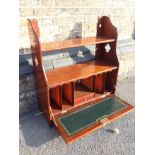 A VICTORIAN MAHOGANY HANGING WALL SHELF WITH FITTED SECRETAIRE