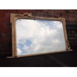 A 19TH CENTURY GILT FRAMED OVERMANTEL MIRROR