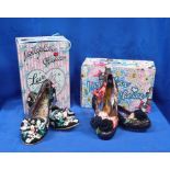 A PAIR OF 'IRREGULAR CHOICE' SHOES 'BLACK FLORAL', SIZE 41