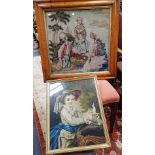A VICTORIAN WOOL WORK PICTURE, IN MAPLE FRAME