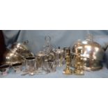 A COLLECTION OF PLATED AND BRASS WARES