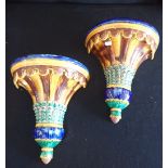 A PAIR OF MAJOLICA WALL BRACKETS