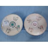 TWO POOLE POTTERY DISHES, PAINTED WITH FRUIT