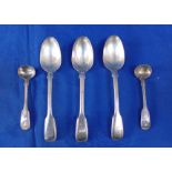 THREE VICTORIAN SILVER DESSERT SPOONS