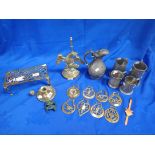 A COLLECTION OF PEWTER AND BRASS WARES