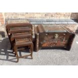 AN ASIAN CARVED CHEST, CAMPHORWOOD LINED