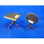 TWO 19TH CENTURY BRASS MINIATURE TILT-TOP TABLE ORNAMENTS