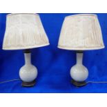 A PAIR OF FRENCH STYLE CRACKLE-GLAZE TABLE LAMPS