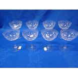 EIGHT EDWARDIAN CUT GLASS CHAMPAGNE COUPES