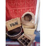 A FORTNUM & MASON HAMPER BASKET, OTHER BASKETS