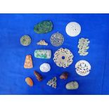 A COLLECTION OF 'JADEITE' AND HARDSTONE CARVINGS