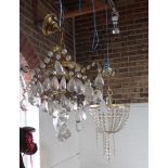 TWO CHANDELIERS WITH GLASS DROPS