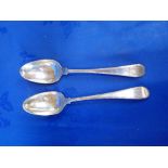 A PAIR OF GEORGE III SILVER TABLESPOONS
