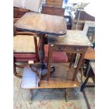 A GEORGE III STYLE OAK WORKTABLE OR BEDSIDE TABLE