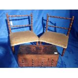 A PAIR OF REGENCY STYLE MINIATURE FAUX-BAMBOO CHAIRS