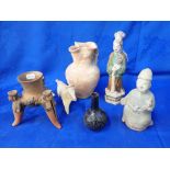 A GROUP OF ARCHAIC ASIAN POTTERY ITEMS