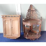 A SMALL STRIPPED PINE CUPBOARD