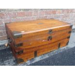 A CAMPHORWOOD AND BRASS-BOUND TRAVELLING TRUNK