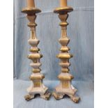 A PAIR OF 18TH/19TH CENTURY BAROQUE ALTAR CANDLESTICKS