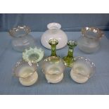 A COLLECTION OF EDWARDIAN STYLE GLASS LIGHT SHADES